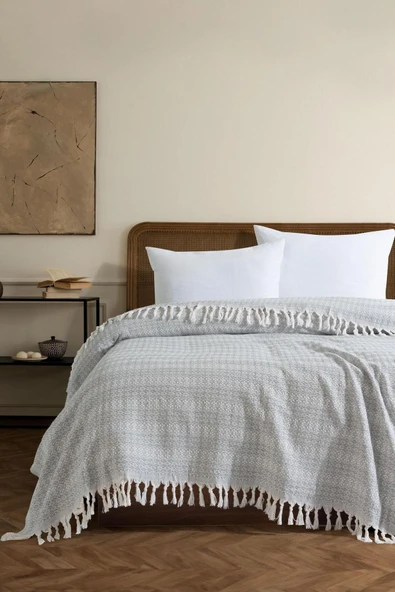 Varol Diamond Serisi Naturel Peştemal Pike Yatak Örtüsü %100 Pamuk - 17