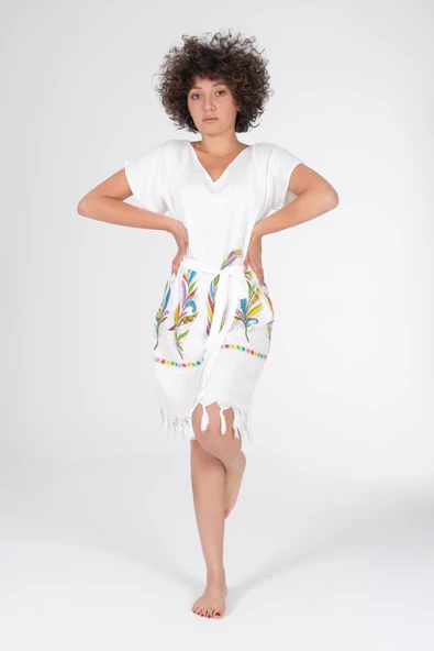 Varol Baskılı Bambu Plaj Elbisesi - 4