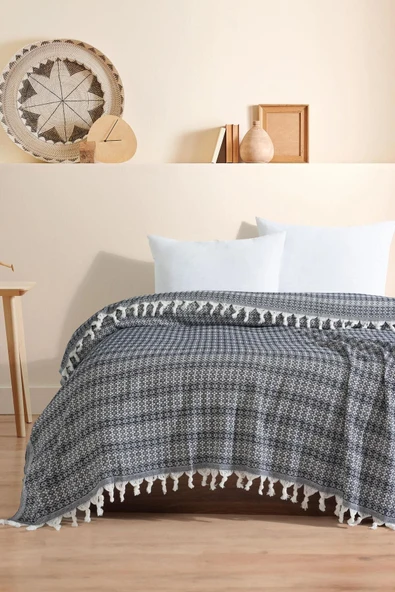 Varol Diamond Serisi Naturel Peştemal Pike Yatak Örtüsü %100 Pamuk - 4