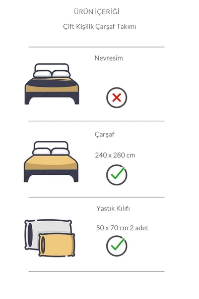 Varol Fors Serisi Saten Çift Kişilik Çarşaf Takımı 120 Tel %100 Pamuk - 3