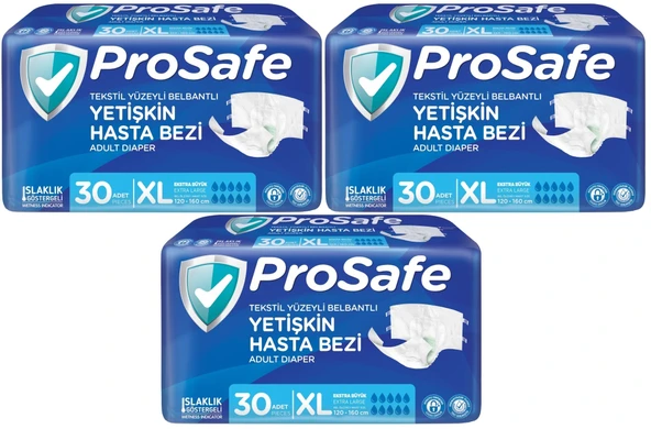 Prosafe Hasta Bezi Yetişkin Bel Bantlı Tekstil Yüzey XL-Extra Large Boy 90 Adet (3PK*30)
