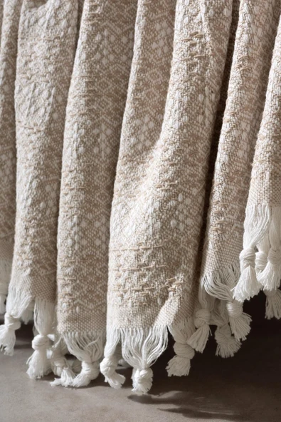 Varol Diamond Serisi Naturel Peştemal Pike Yatak Örtüsü %100 Pamuk - 11