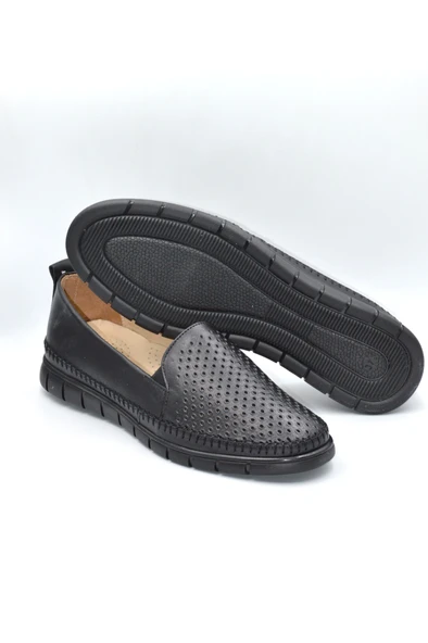 Kadın Hakiki Deri Siyah Comfort Günlük Ayakkabı - ( FTH-0050 ) - 12