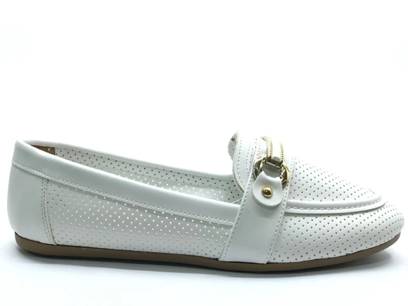 Mehtap Toka Detaylı Delikli Düz Taban Kadın Babet Ayakkabı - Resim 10