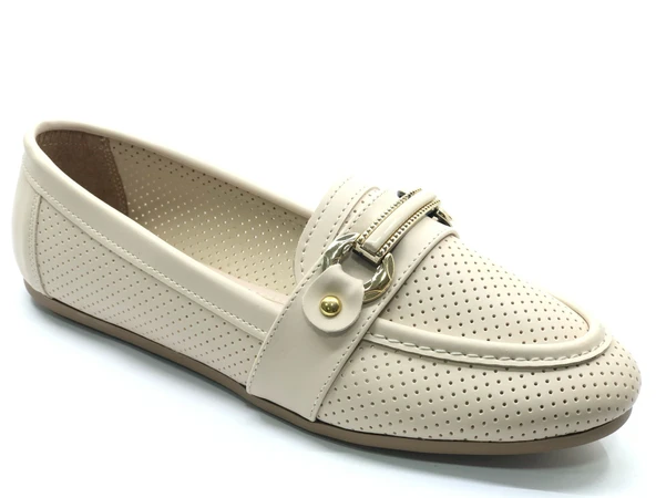 Mehtap Toka Detaylı Delikli Düz Taban Kadın Babet Ayakkabı - Resim 6