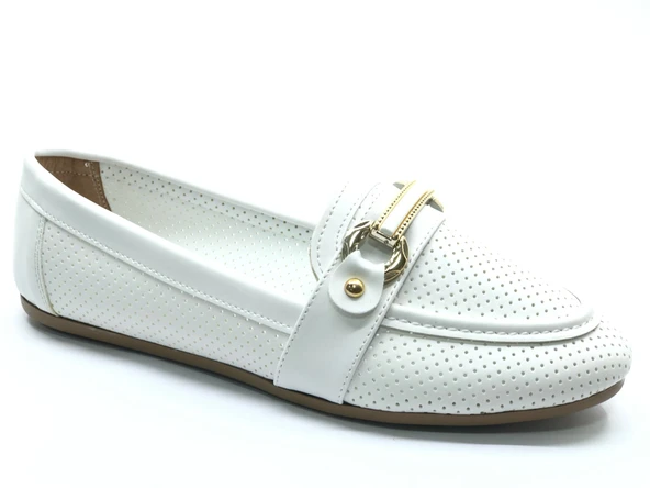 Mehtap Toka Detaylı Delikli Düz Taban Kadın Babet Ayakkabı - Resim 11