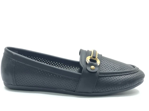 Mehtap Toka Detaylı Delikli Düz Taban Kadın Babet Ayakkabı - Resim 15