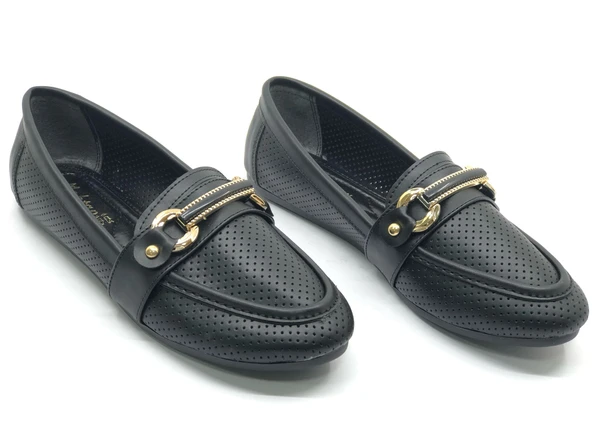 Mehtap Toka Detaylı Delikli Düz Taban Kadın Babet Ayakkabı - Resim 13