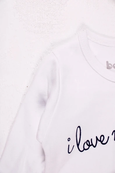 Bıyık Gözlük Desenli 3'lü Erkek Bebek Takımı - Resim 2