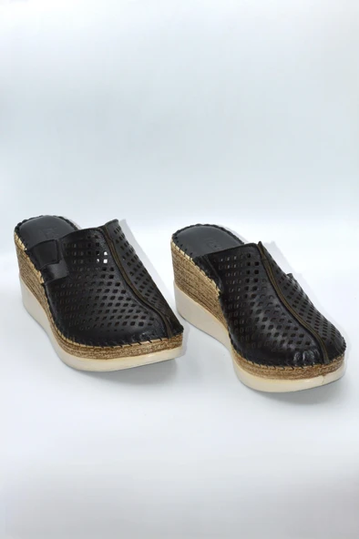 Kadın Hakiki Deri Siyah Comfort Günlük Terlik - ( FTH-0052 ) - 5