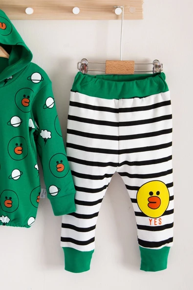 Civciv Desenli 2'li % 100 Pamuk Erkek Bebek Takımı - Resim 2