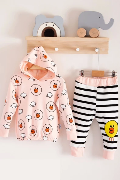 Civciv Desenli 2'li % 100 Pamuk Kız Bebek Takımı ürün görseli 1