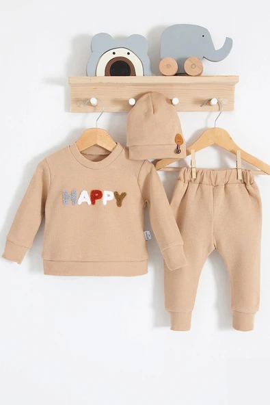 Happy Nakışlı 2'li Pamuklu Erkek Bebek Takım
