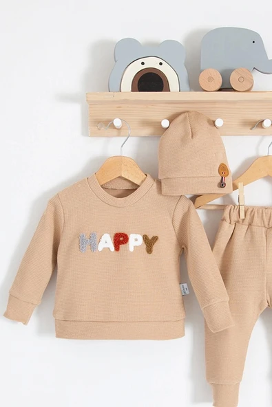 Happy Nakışlı 2'li Pamuklu Erkek Bebek Takım - 2