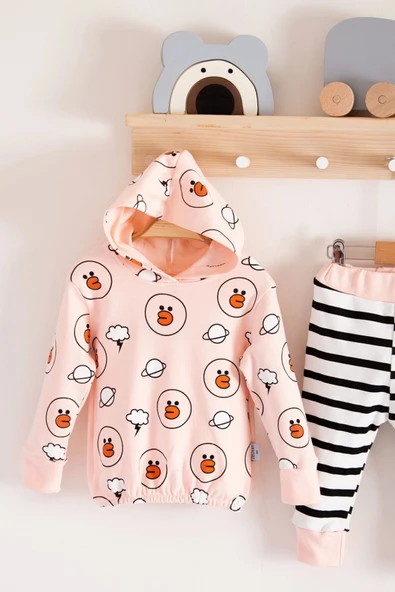 Civciv Desenli 2'li % 100 Pamuk Kız Bebek Takımı - Resim 3