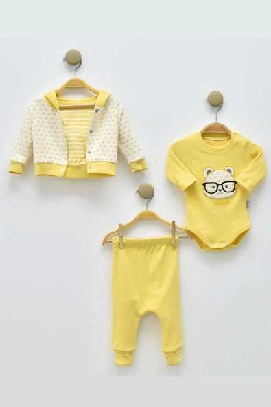 Gözlüklü Bear Puan Desenli 3'lü Erkek Bebek Takımı ürün görseli 1