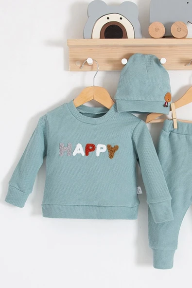 Happy Nakışlı 2'li Pamuklu Erkek Bebek Takım - 2