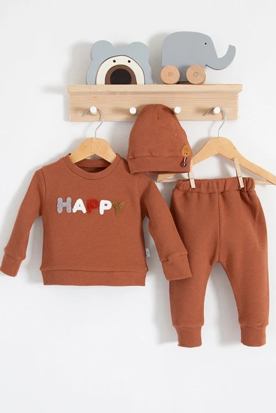 Happy Nakışlı 2'li Pamuklu Erkek Bebek Takım ürün görseli 1