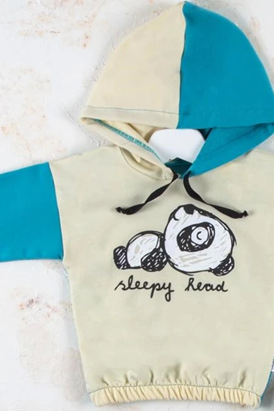 Panda Desenli Kapişonlu Erkek Bebek Takımı - 2