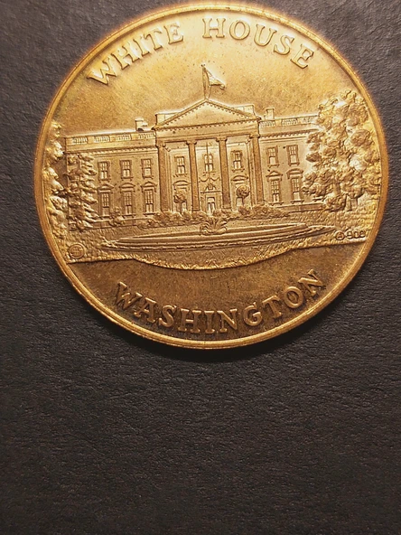 White House Washington Richard M. Nixon 37th US President - 22ayar A900 Altın Madalya - Kurt BODLAK - Resim 2