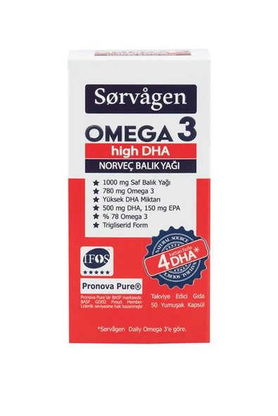 Sorvagen Omega 3 High DHA Norveç Balık Yağı 50 Kapsül ürün görseli