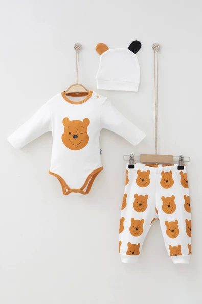 Ayıcık Desenli Şapkalı Erkek Bebek Takım ürün görseli 1