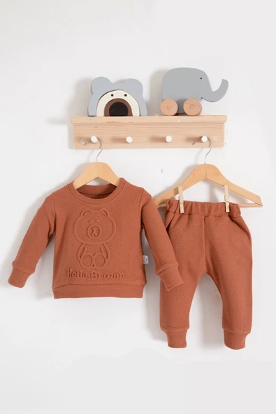 Bear Gofre Kabartmalı 2'li Erkek Bebek Takımı ürün görseli 1