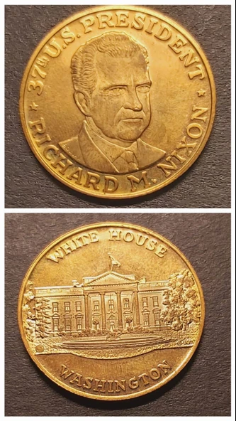 White House Washington Richard M. Nixon 37th US President - 22ayar A900 Altın Madalya - Kurt BODLAK ürün görseli 1