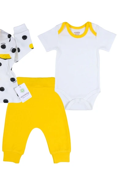 Puanlı Hırkalı % 100 Pamuk 3'lü Kız Takım - Resim 2