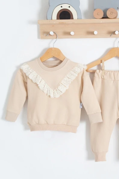 Fisto Detaylı Pamuklu 2'li Kız Bebek Takımı - Resim 2