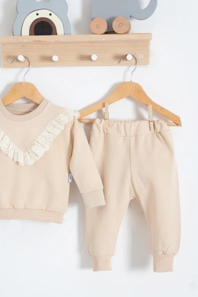 Fisto Detaylı Pamuklu 2'li Kız Bebek Takımı - Resim 3
