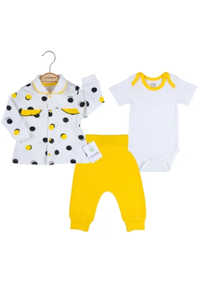 Puanlı Hırkalı % 100 Pamuk 3'lü Kız Takım ürün görseli 1