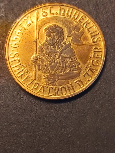 EIDHHANNSHEIL EIDHHANNS DANK - 656 - 727 ST. HUBERLUS - SCHLZPALRON D.JAGER MAG A900 KLARMULLER - 11.34gr 22 ayar A900 Altın Madalya - 3