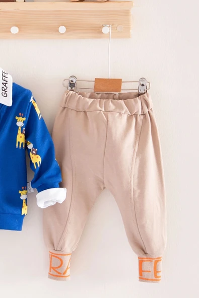 Zürafa Desenli Gömlek Yakalı 3'lü Erkek Bebek Takımı - Resim 2