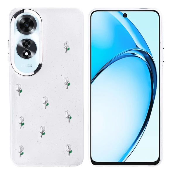 Gpack Oppo A60 uyumlu Kılıf Kenarlar Airbagli Simli Şeffaf Kutup Kapak - Resim 4