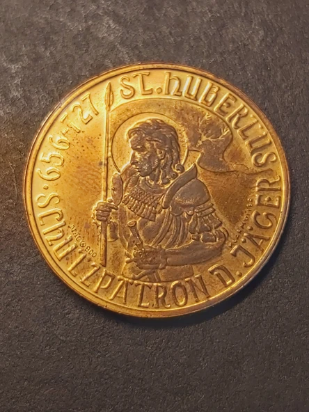 EIDHHANNSHEIL EIDHHANNS DANK - 656 - 727 ST. HUBERLUS - SCHLZPALRON D.JAGER MAG A900 KLARMULLER - 11.34gr 22 ayar A900 Altın Madalya - 7