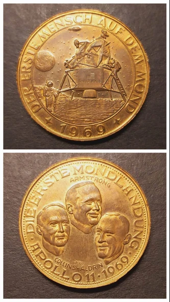 1969 Apollo11 - DER ERSTE MENSCH AUF DEM MOND - DIE ERSTE MONDLANDUNG - 22Ayar 20.87gr A900 Altın ürün görseli 1