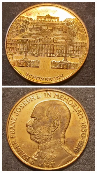 1830 - 1916 Viyana Schönbrunn Sarayı -Altın Madalya Avusturya - Kaiser Franz Joseph I - Kurt BODLAK ürün görseli 1