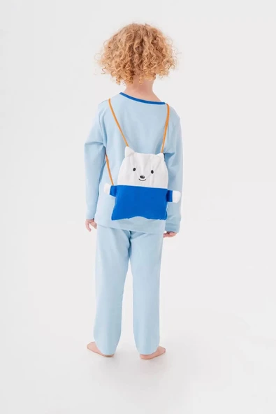 Süper Heros Çanta ve Maskeli % 100 Pamuk Erkek Çocuk Pijama Takımı - 6