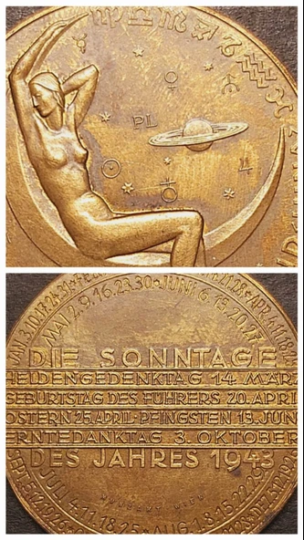 DES JAHRES 1943 DIE SONNTAGE MUNZAMT WIEN - JAHRESREGENT MOND LUNA WELZ Avusturya Ay Takvimi Serisi - Resim 4