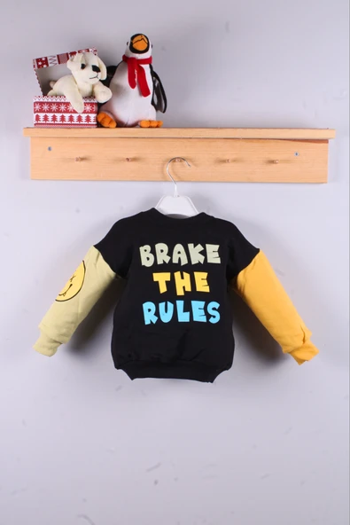 Erkek Bebek Emoji Baskılı Takım % 100 Pamuk - Resim 3