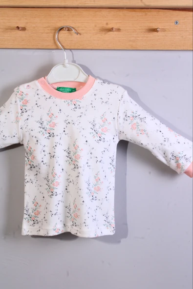 Çiçek Desenli Kız Bebek Eşofman Takımı %100 Pamuk - Resim 2