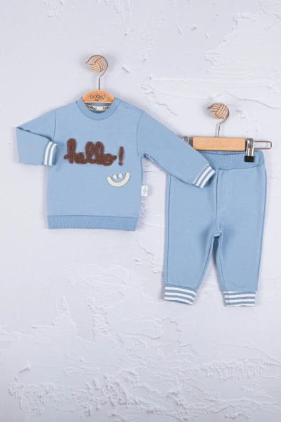 Hello Nakışlı % 100 Pamuk 2'li Erkek Bebek Takım - 2