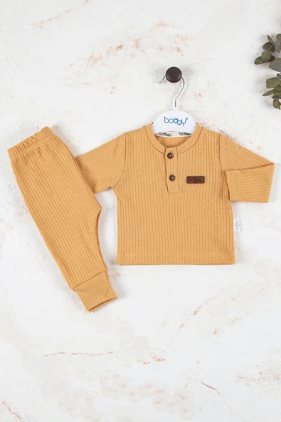 Çizgili Kumaş % 100 Pamuk 2'li Unisex Takım - Resim 2