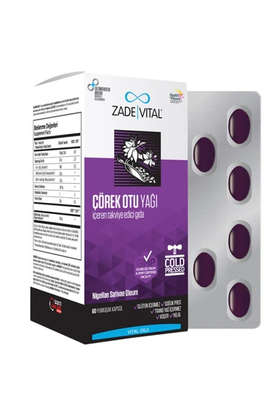 Zade Vital Çörek Otu Yağı Blister 60 Kapsül ürün görseli