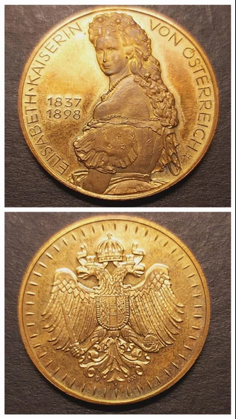 1837 - 1898 ELISABETH KAISERIN VON ÖSTERREICH HK - A900 - 11.26gr 22 ayar A900 Altın Madalya ürün görseli 1