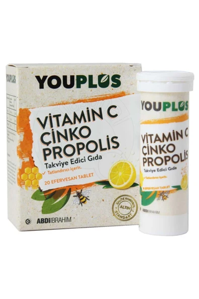 Youplus Vitamin C Çinko Propolis 20 Efervesan Tablet
