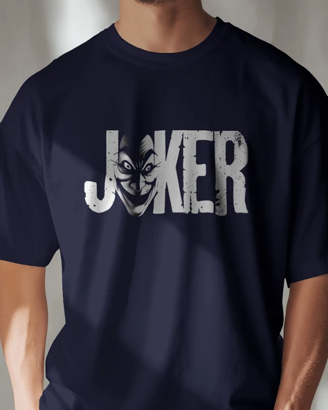 JOKER Face Tipografik Baskılı Tişört  Karanlık Mizahın Stil Hali