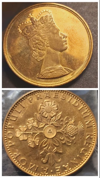 AMOR POPULI PRAESIDIUM REGINAE A900 - Kraliçe Elizabeth 21.39gr 22 ayar A900 Altın Madalya ürün görseli 1