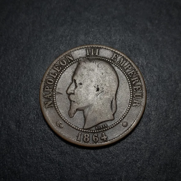 Escoines Koleksiyon 3996367e36faf1d1e3 1864 Fransa 10Centim İmparator Napolyon - Resim 5